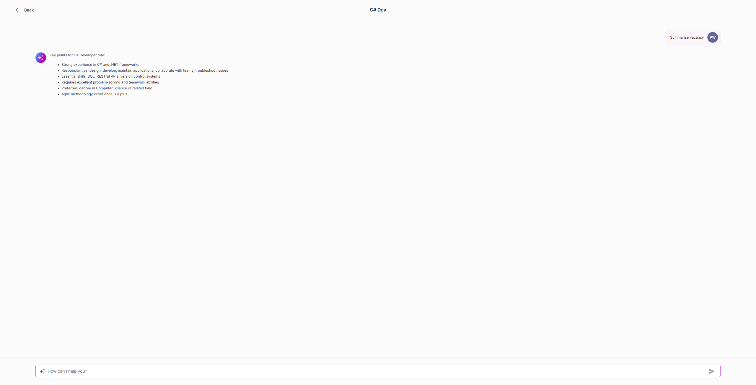AI summary output