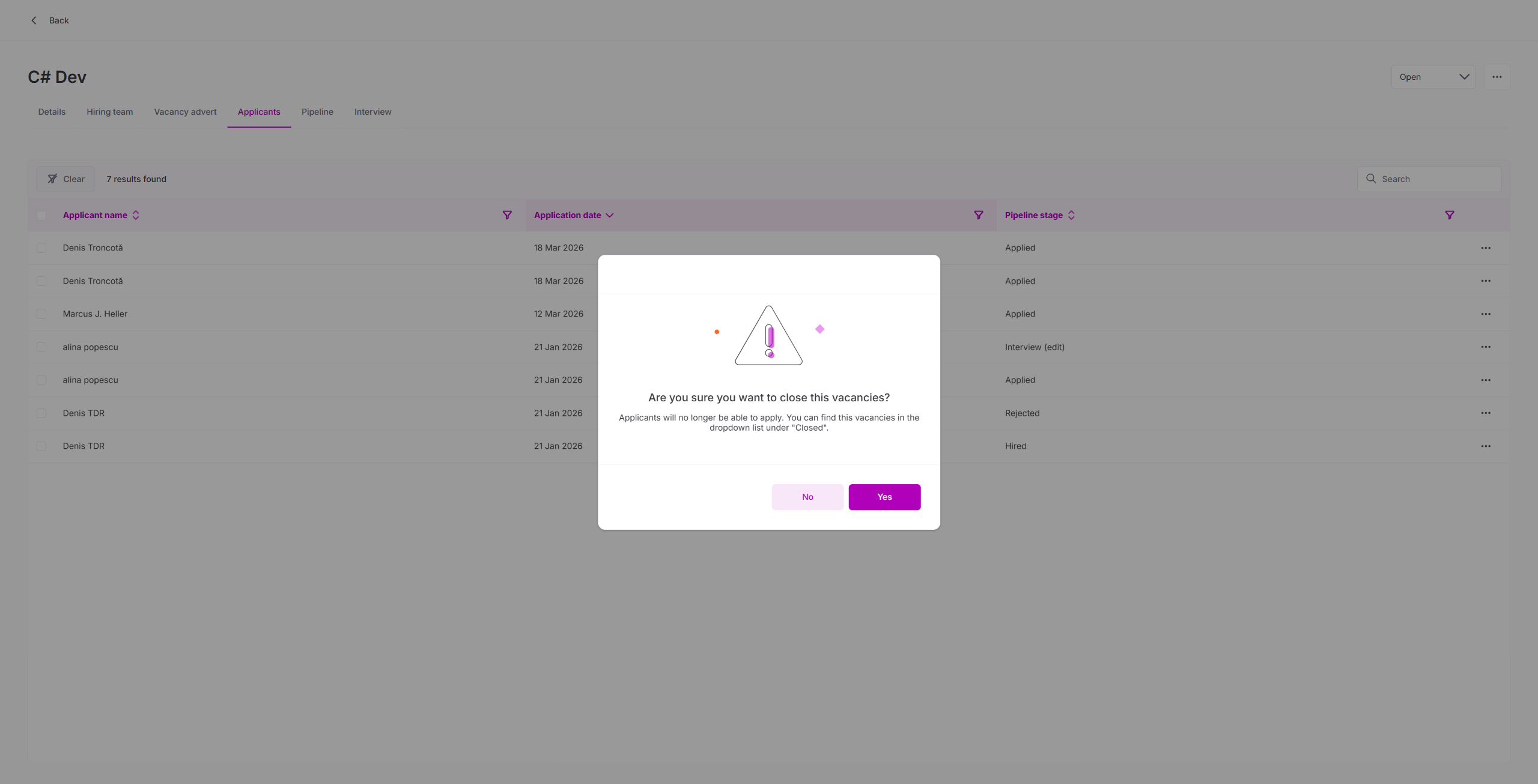 End publishing dialog