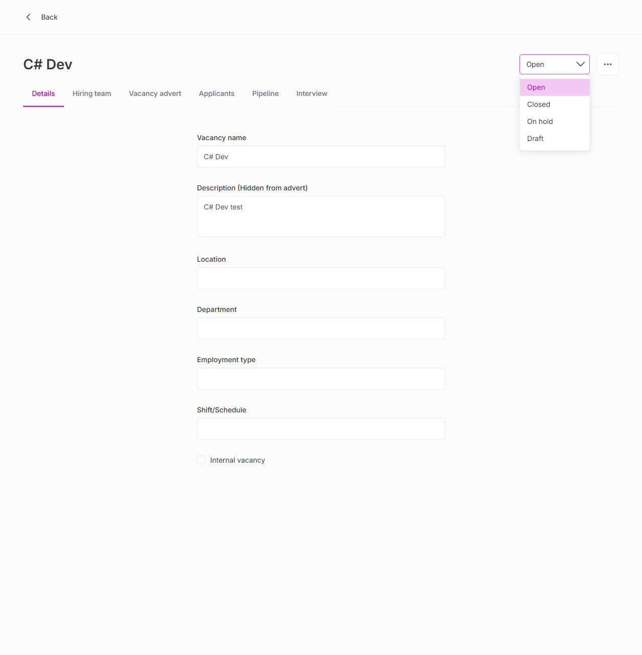 #40 Status dropdown