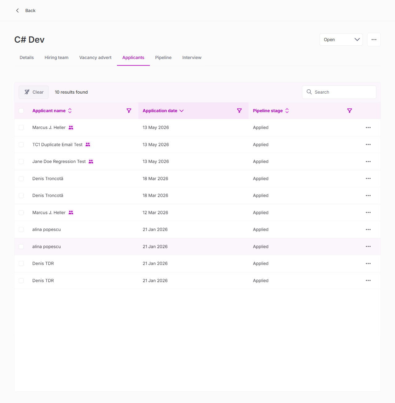 TC3: Duplicate into same vacancy