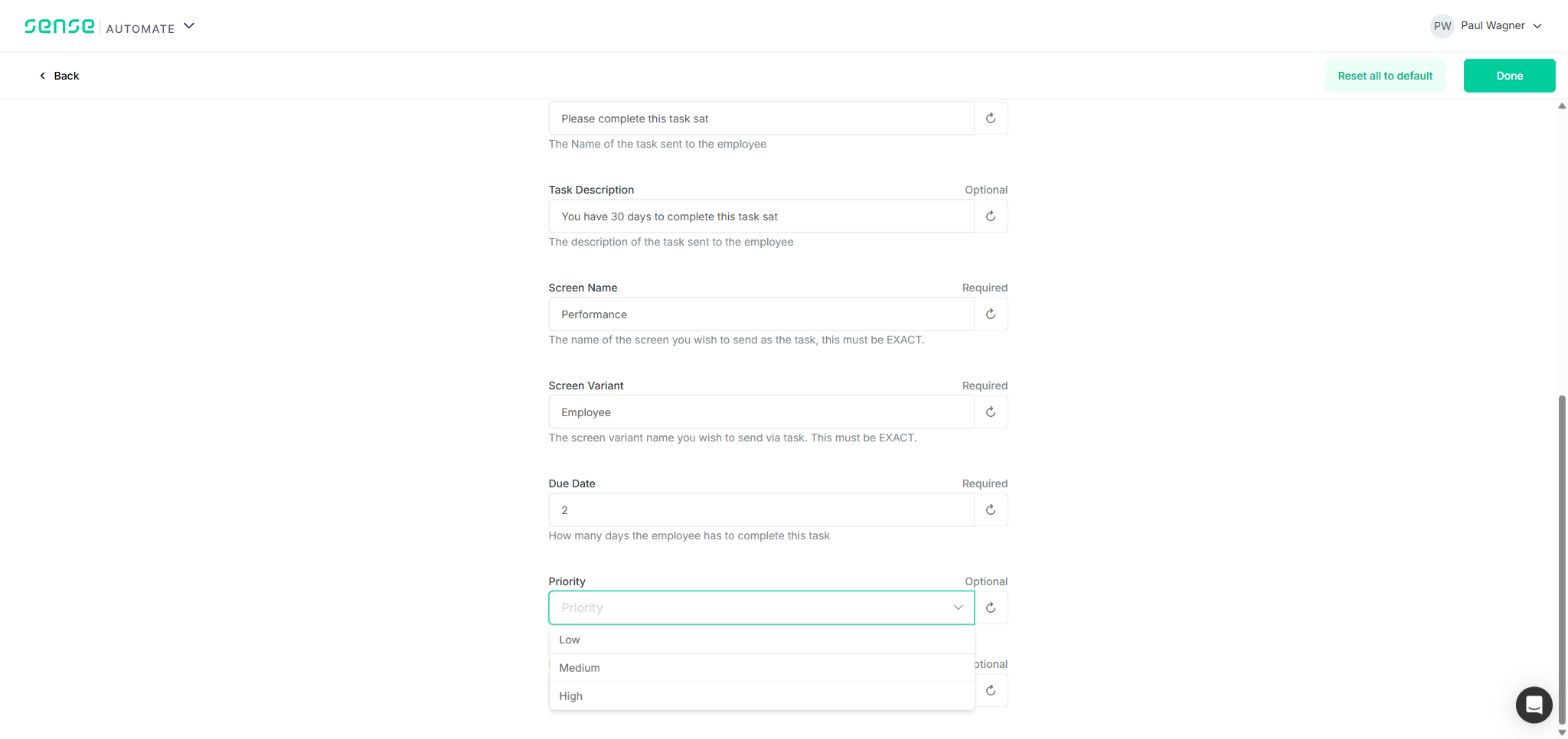 TC1: Priority dropdown open — Low / Medium / High options
