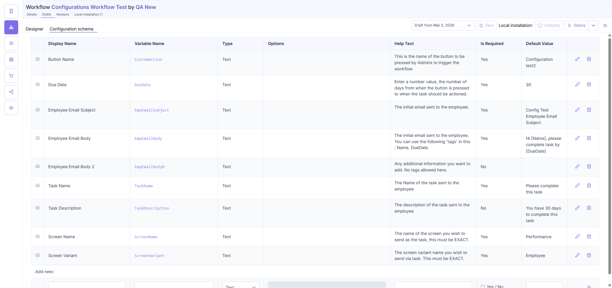TC1: All three rows after toolbar Save + page reload
