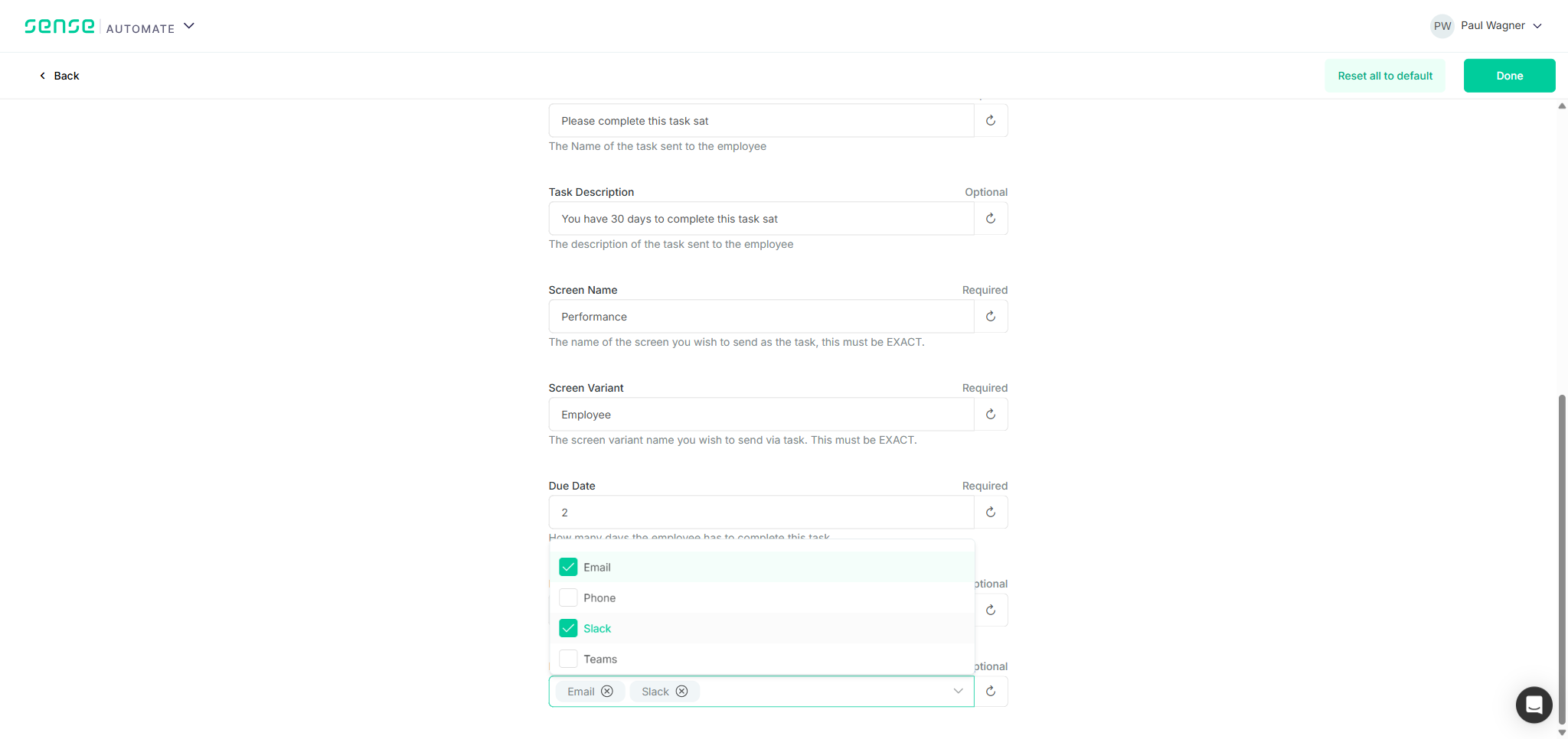 TC2: Priority = High, Notify Via = Email + Slack selected before save