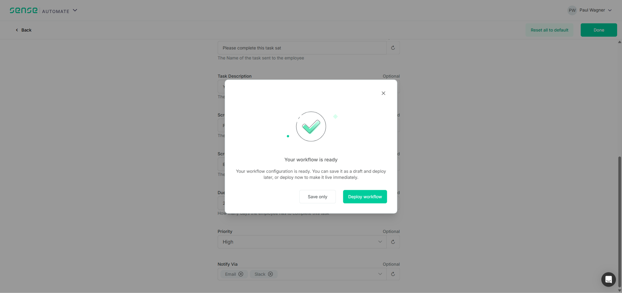 TC2: Save / Deploy dialog after clicking Done