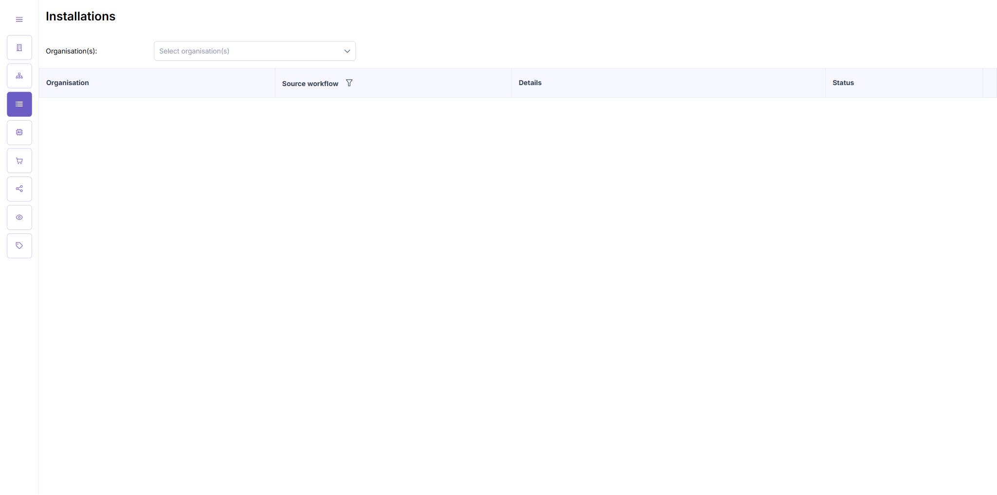 TC2: Installations loaded via collapsed (icon-only) nav