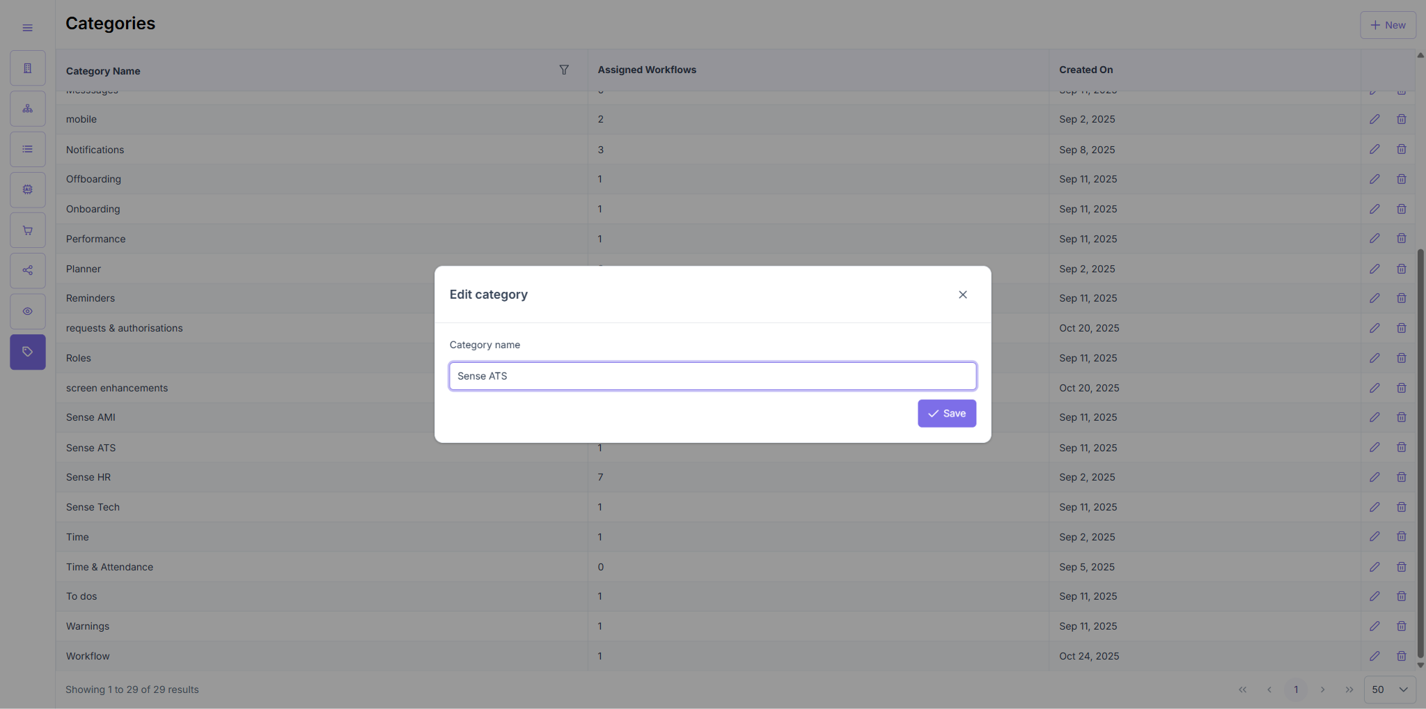 TC5: Edit modal — Category Name only, no workflow assignment