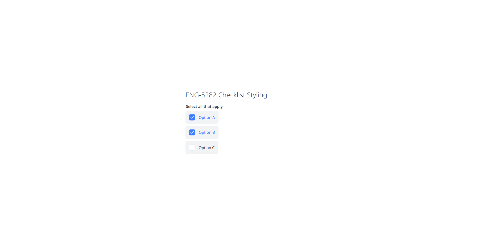 ENG-5282 TC2: compact checklist options; two selected at once (multi-select), blue selected labels.